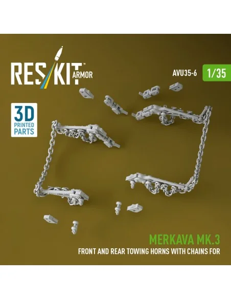 Merkava Mk.3 front and rear towing horns with chains for Meng/Hobby...