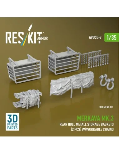 Merkava Mk.3 rear hull metall storage baskets (2 pcs) w/workable ch...