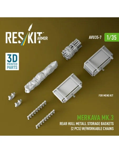 Merkava Mk.3 rear hull metall storage baskets (2 pcs) w/workable ch...