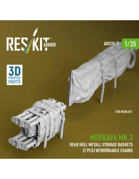 Merkava Mk.3 rear hull metall storage baskets (2 pcs) w/workable ch...