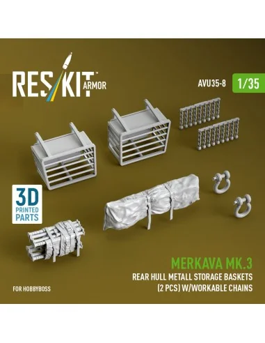 Merkava Mk.3 rear hull metall storage baskets (2 pcs) w/workable ch...