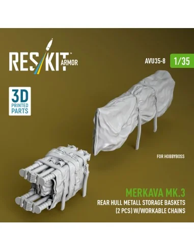 Merkava Mk.3 rear hull metall storage baskets (2 pcs) w/workable ch...