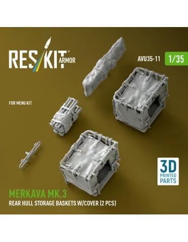 Merkava Mk.3 rear hull storage baskets w/cover (2 pcs) for Meng kit...