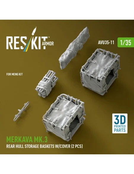 Merkava Mk.3 rear hull storage baskets w/cover (2 pcs) for Meng kit...