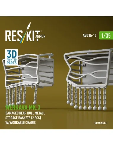 Merkava Mk.3 damaged rear hull metall storage baskets (2 pcs) w/wor...