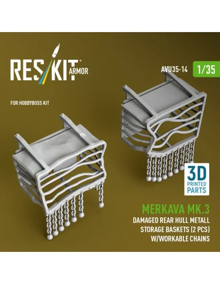 Merkava Mk.3 damaged rear hull metall storage baskets (2 pcs) w/wor...