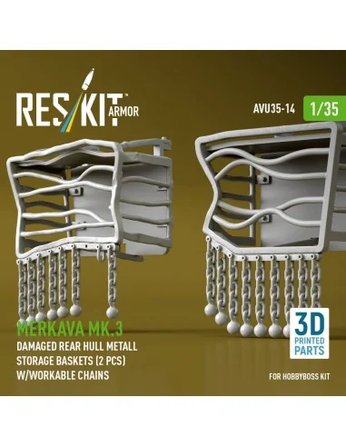 Merkava Mk.3 damaged rear hull metall storage baskets (2 pcs) w/wor...