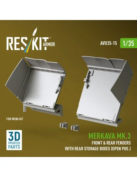 Merkava Mk.3 front & rear fenders with rear storage boxes (open pos...