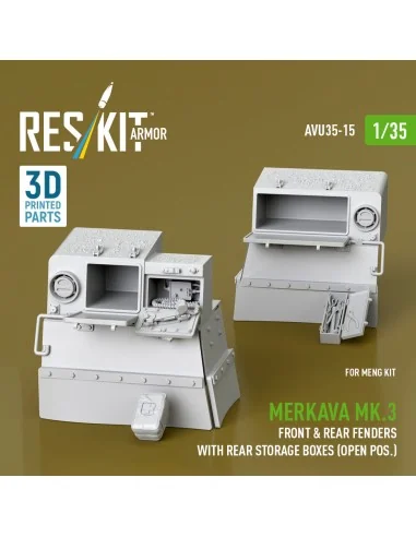 Merkava Mk.3 front & rear fenders with rear storage boxes (open pos...