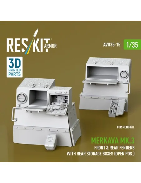 Merkava Mk.3 front & rear fenders with rear storage boxes (open pos...