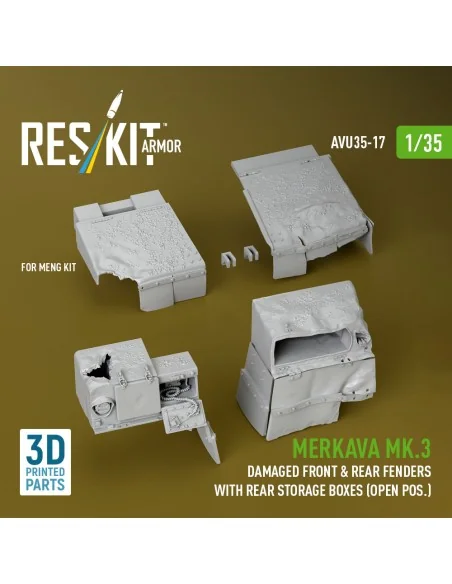 Merkava Mk.3 damaged front & rear fenders with rear storage boxes (...