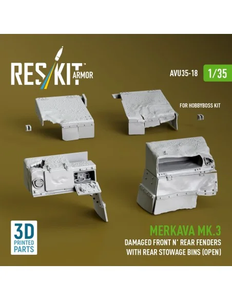 Merkava Mk.3 Damaged Front n' Rear fenders with Rear stowage bins (...