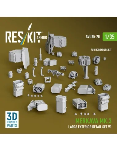 Merkava Mk.3 large exterior detail set V1 (3D Printed) for Hobby Bo...