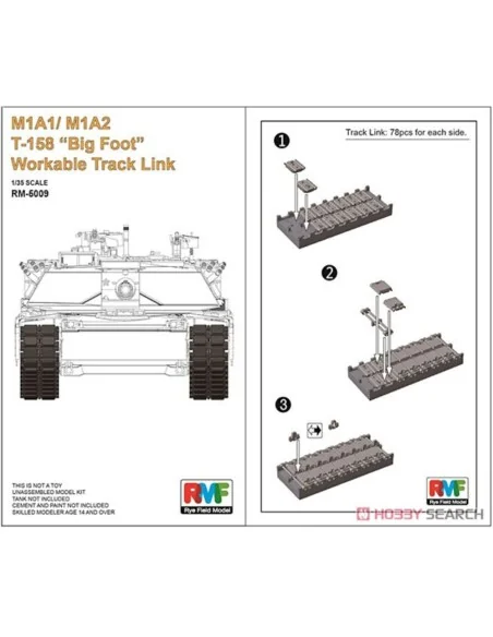 [NO_DESC] M1A1/ M1A2 T-158"Big Foot"Workable Track Link, 1/35 - Rye...