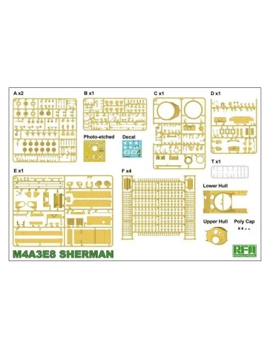 SHERMAN M4A3E8 W/Workable Track links, 1/35 - Rye Field Model 5028