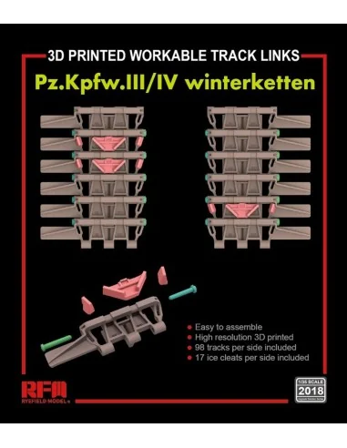 Workable track links for Pz.III/IV winterketten (3D printed ), 1/35...