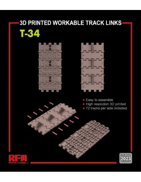 Workable track links for T-34 (3D printed ), 1/35 - Rye Field Model...