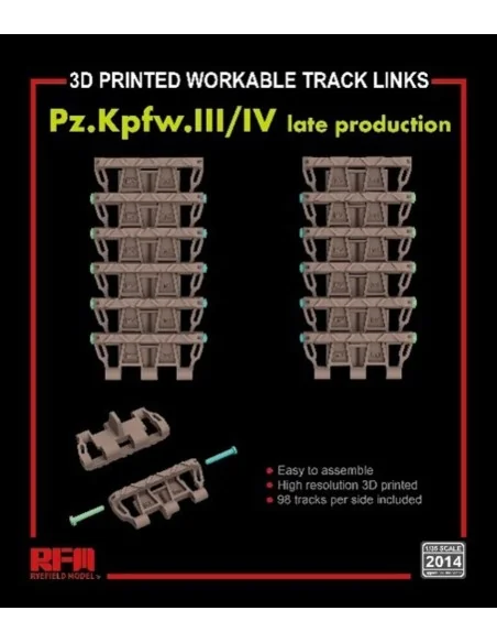 Workable track links for Pz. Kpfw. III /IV late production (3D prin...