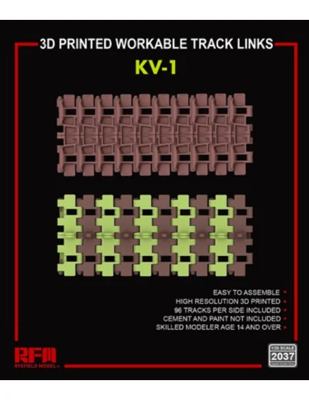 3D printed Workable track links for KV-1, 1/35 - Rye Field Model 2037