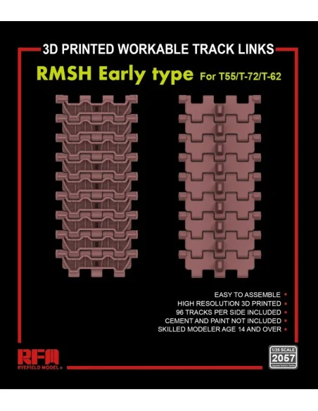 [NO_DESC] Workable Track Links RMSH Early Type for T-55/72/62, 1/35...