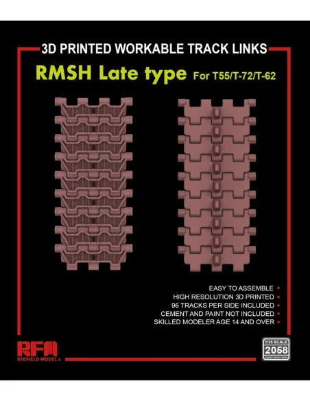 Workable Track Links RMSH Late Type for T-55/72/62, 1/35 - Rye Fiel...