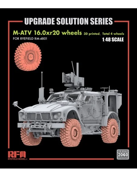 M-ATV 16.0xr20 Wheels 3D Printed (4 Wheels) for RFM 4801, 1/48 - Ry...