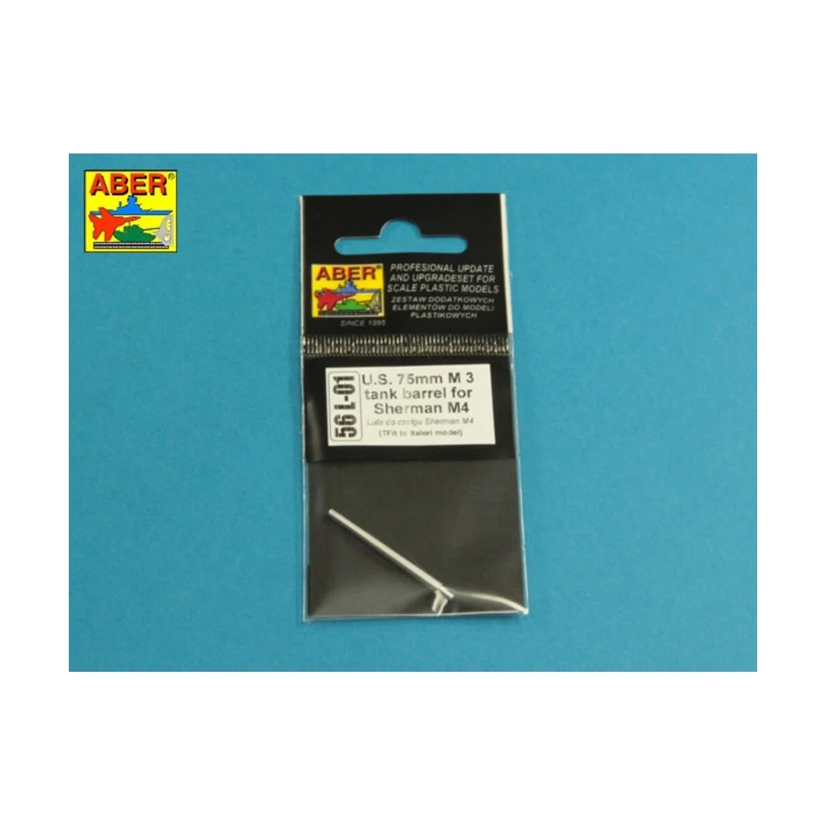 U.S. 75mm M3 tank barrel for Sherman M4, 1/56 - Aber Models 56 L-01