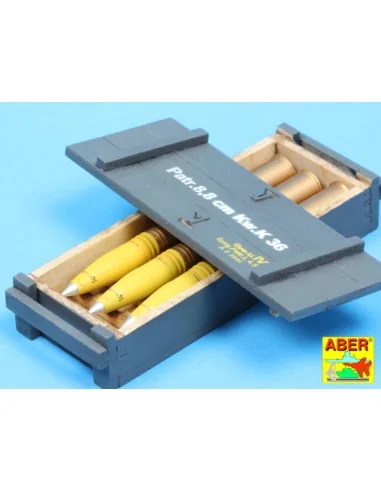 8, 8 cm Tiger I high-explosive Ammo with box, 1/16 - Aber Models 16014