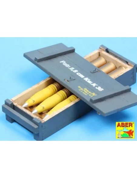 8, 8 cm Tiger I high-explosive Ammo with box, 1/16 - Aber Models 16014