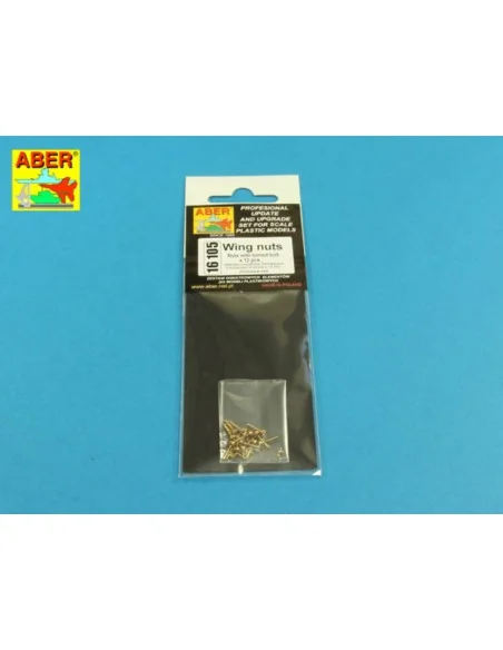 Wing nuts with turned bolt x 12 pcs., 1/16 - Aber Models 16105