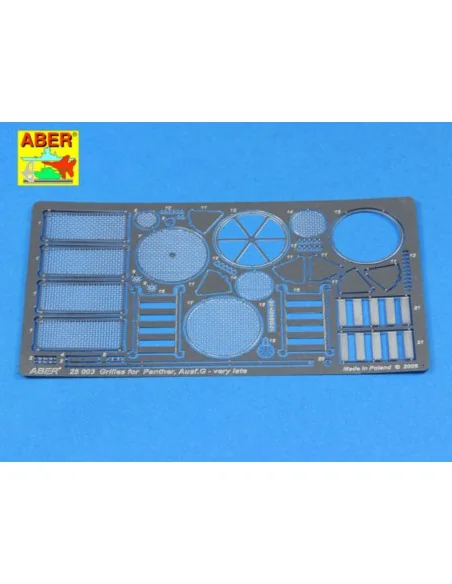 Grilles for Sd.Kfz.171 Panther Ausf.G late model, 1/25 - Aber Model...