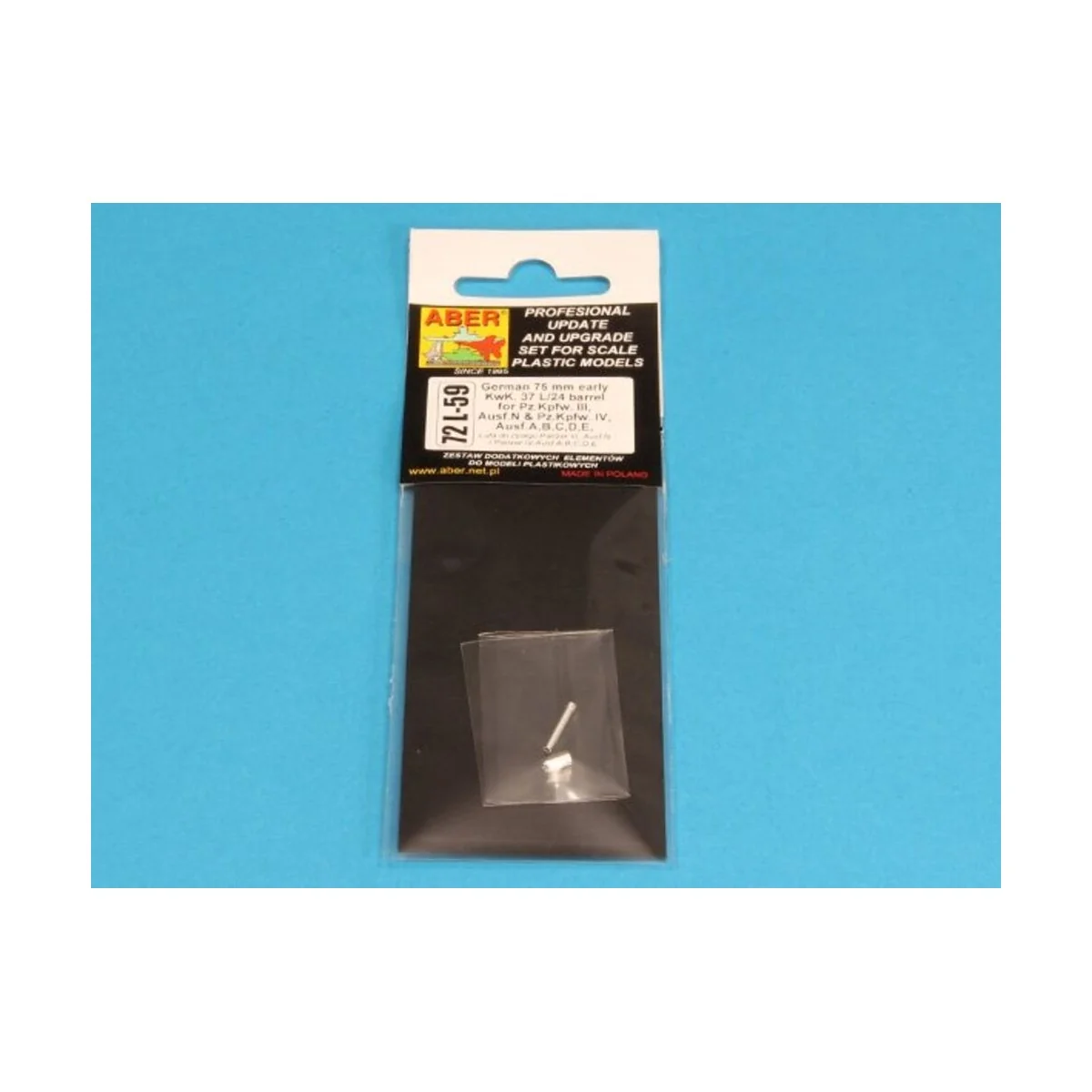 75mm KwK 37 L/24 barrel, 1/72 - Aber Models 72 L-59
