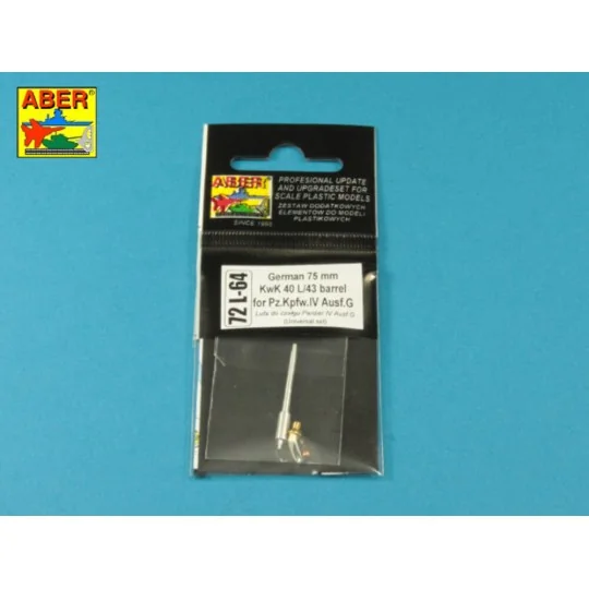 German 75 mm KwK 40 L/43 barrel for Pz.Kpfw.IV Ausf.G - Aber Models...