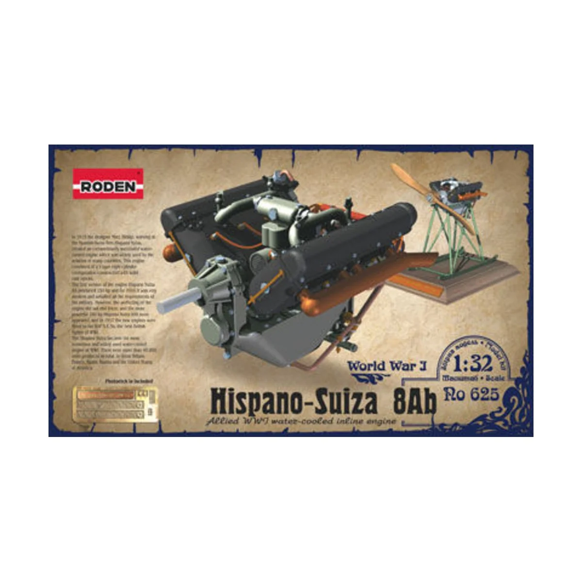 Hispano-Suiza 8Ab, 1/32 - Roden 625 Hispano-Suiza 8Ab, 1/32 - Roden 625