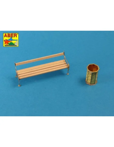 Bench type C & waste basket, 1/35 - Aber Models 35D-18