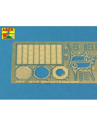 Bench type C & waste basket, 1/35 - Aber Models 35D-18