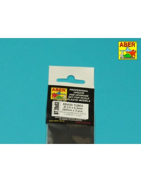 Brass Tubes 2, 0 x 0, 3mm lenght 250mm x 3 pcs. - Aber Models BT 20X03