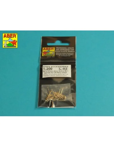 Set of 20 pcs 40 mm Bofors Mk.1 barrels for US Navy ships, 1/200 - ...
