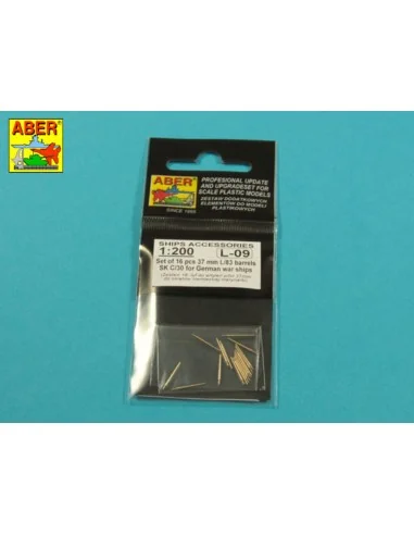 Set of 16 pcs 37 mm L/83 barrels SK C/30 for German ships, 1/200 - ...