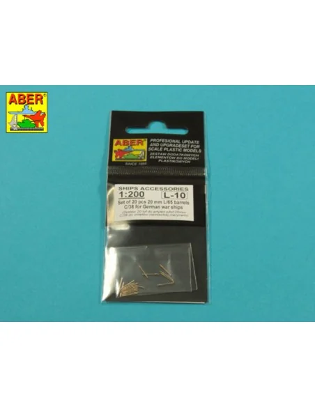 Set of 20 pcs 20 mm L/65 barrels C/38 for German ships, 1/200 - Abe...