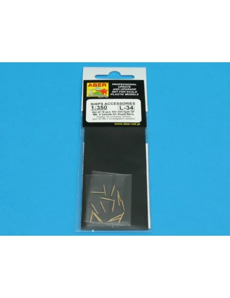 Set of 16 pcs 102mm QF Mk.V barrels for Roval, 1/350 - Aber Models ...