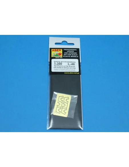 6 pcs 4 cm Flak 28 barrels with shields, 1/350 - Aber Models RE-350...