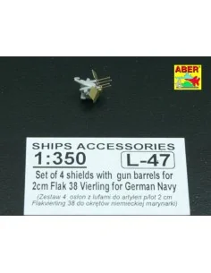 16 pcs 2cm barrels for Flakvierling 38, 1/350 - Aber Models RE-350 L47 2