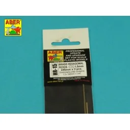 Brass hexagonal rods 1, 5mm length 245mm x2 pcs. - Aber Models HR -15