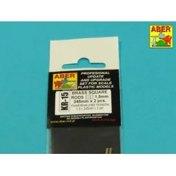 Brass square rods 1, 5 mm length 245mm x2 pcs. - Aber Models KR 15