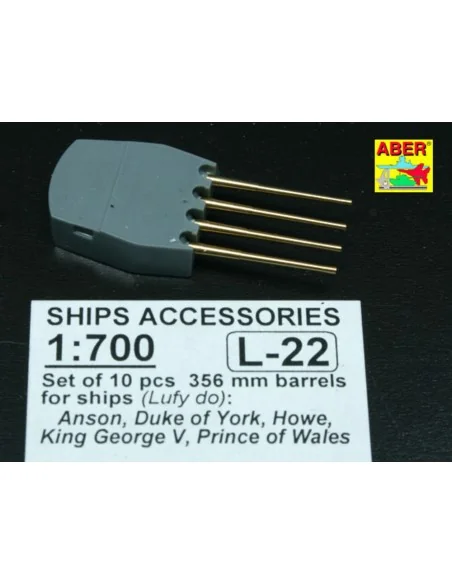 10 pcs 356 mm barrels Navy King George V, 1/700 - Aber Models RE-70...