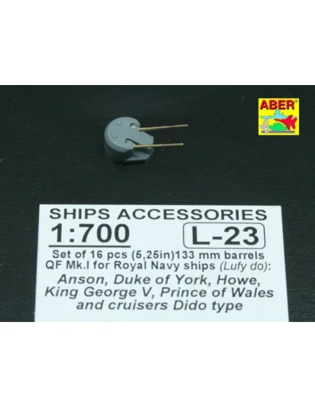 16 pcs 133mm barrels for King George V, 1/700 - Aber Models RE-700 L23