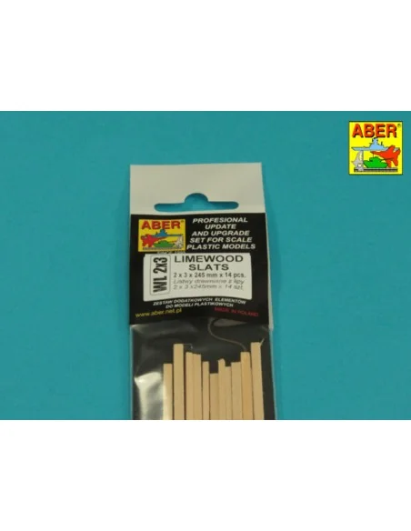 [NO_DESC] Limewood slats 2 x 3 x 245mm x 14 pcs. - Aber Models WL 2X3