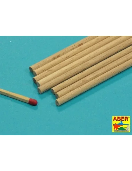 Wood round rods 4mm length 250mm x 8 pcs. - Aber Models WR4