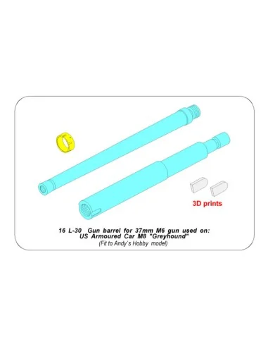 Gun barrel for 37 mm M6 gun used on US M8 Greyhound (Andy`s), 1/16 ...